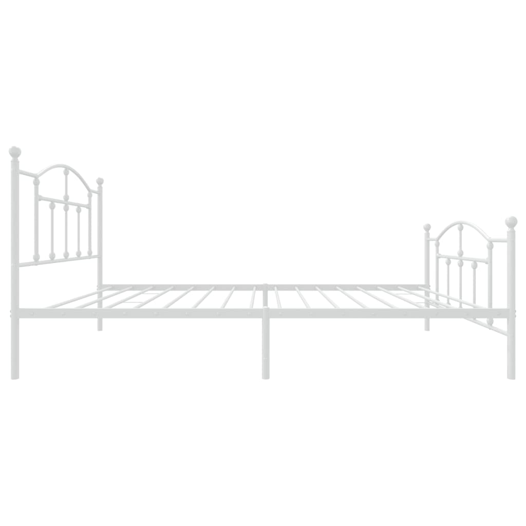 Metal Bed Frame with Headboard and Footboard White 106x203 cm King Single Size