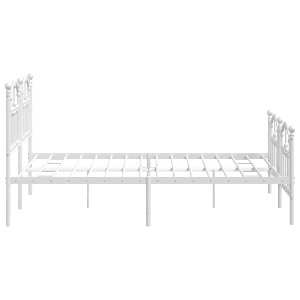 Metal Bed Frame with Headboard and Footboard White 153x203 cm Queen