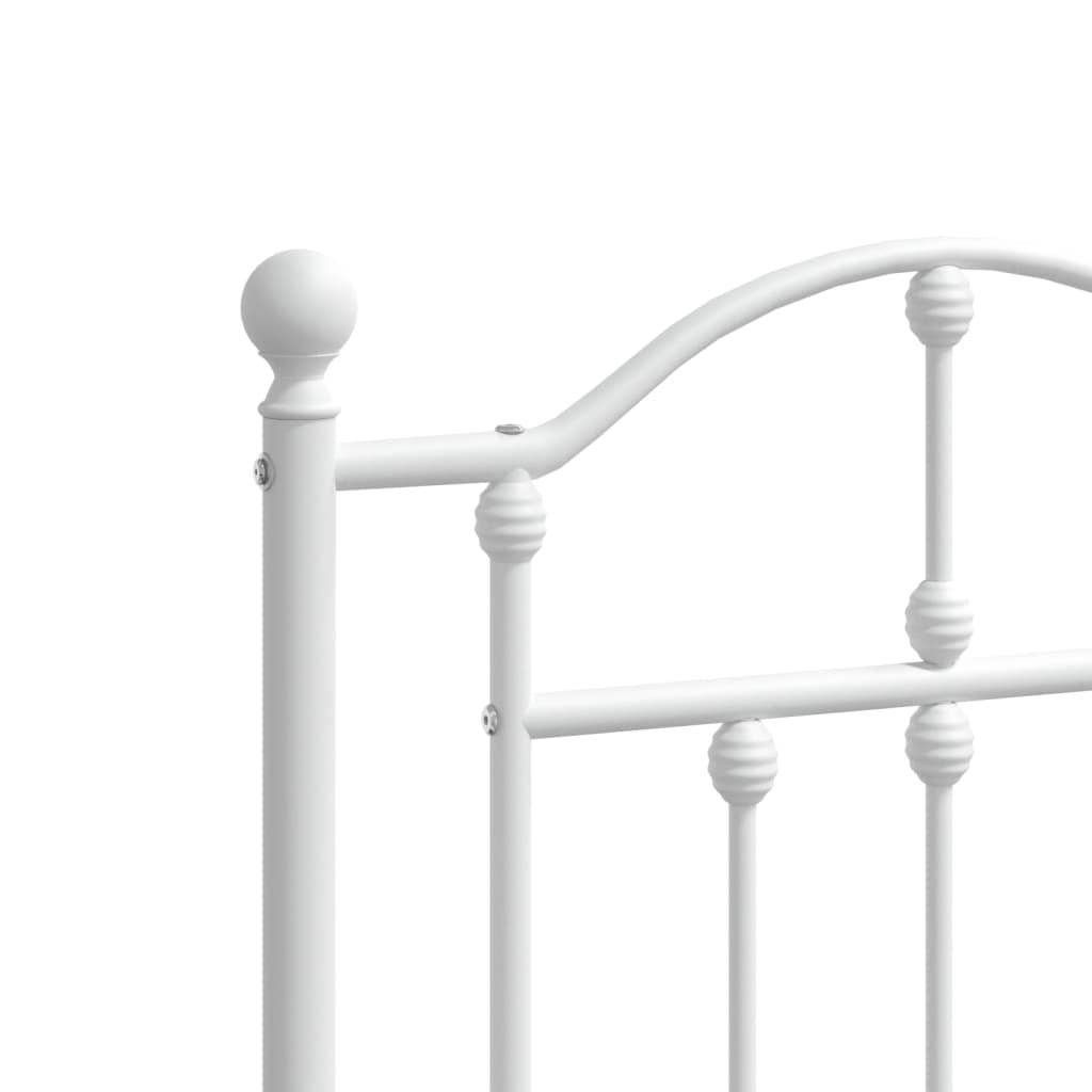 Metal Bed Frame with Headboard and Footboard White 153x203 cm Queen