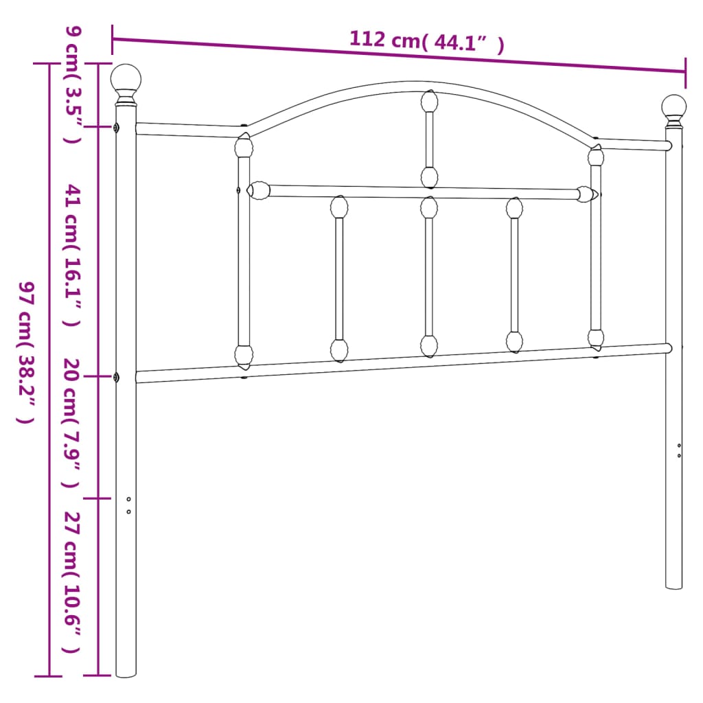 Metal Headboard White 107 cm