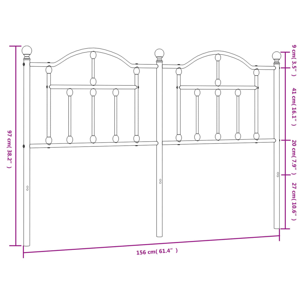 Metal Headboard White 152 cm