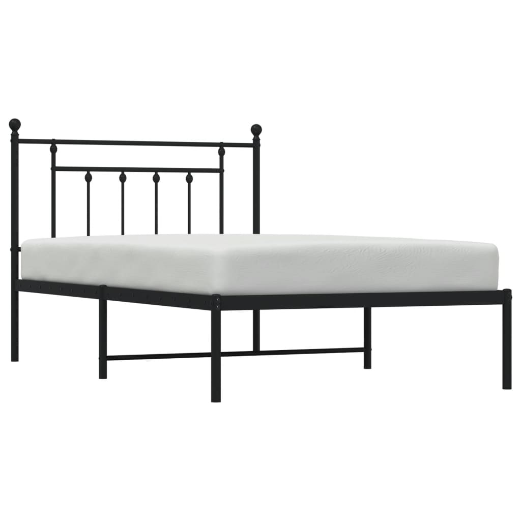 Metal Bed Frame with Headboard Black 106x203 cm King Single Size