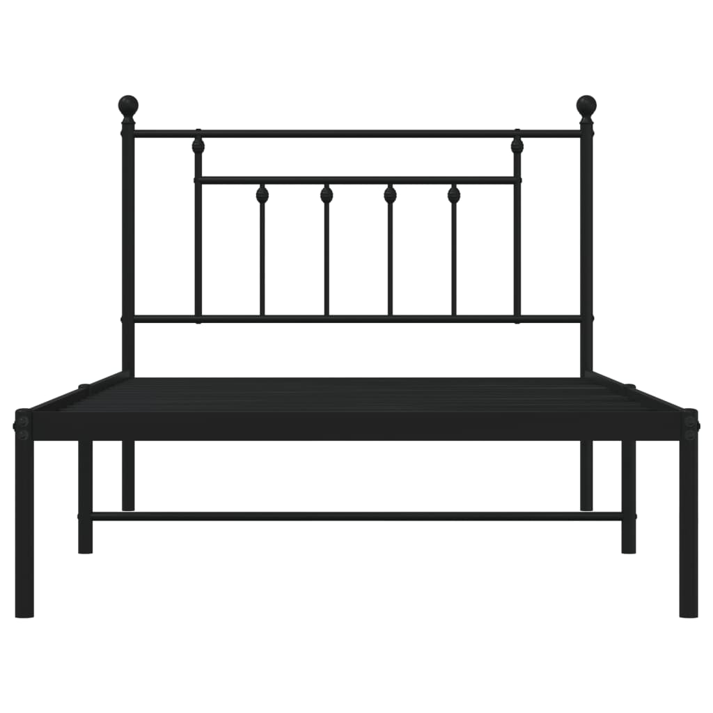 Metal Bed Frame with Headboard Black 106x203 cm King Single Size