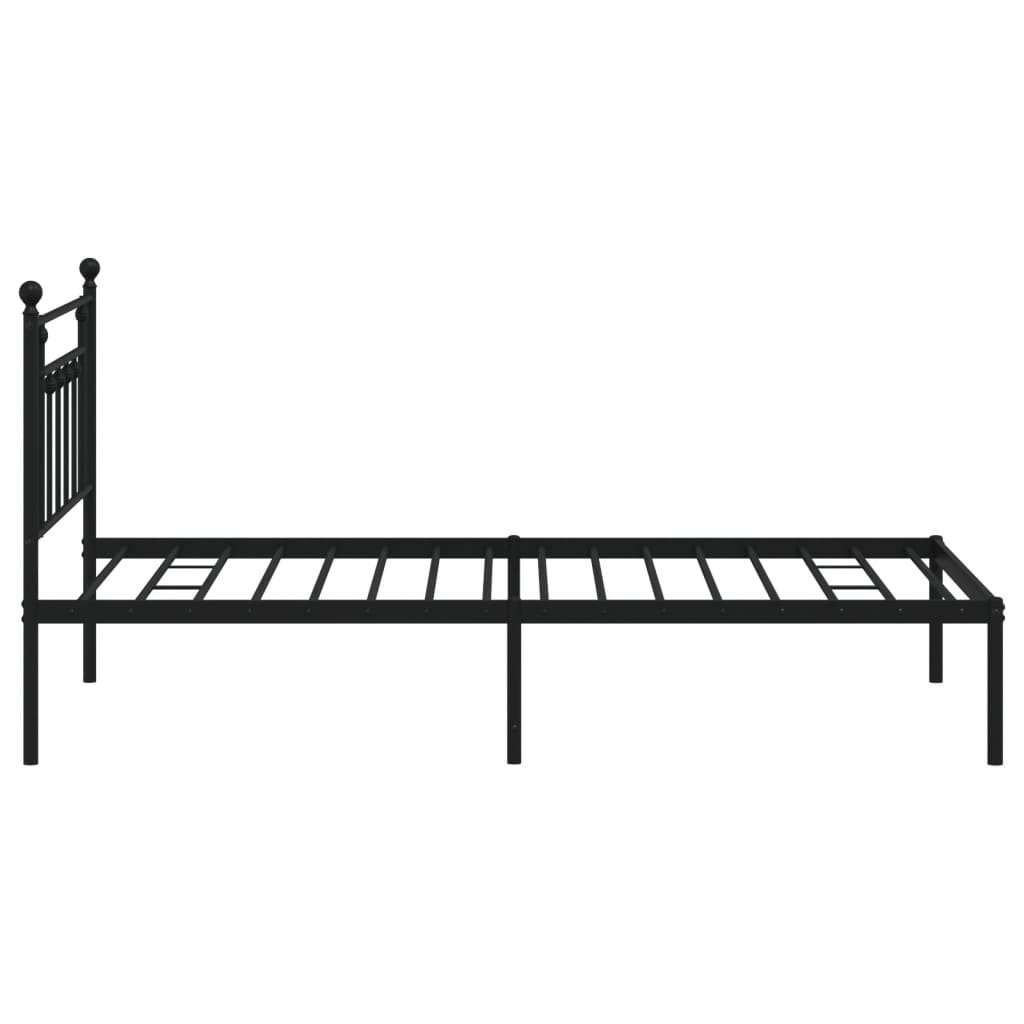 Metal Bed Frame with Headboard Black 106x203 cm King Single Size