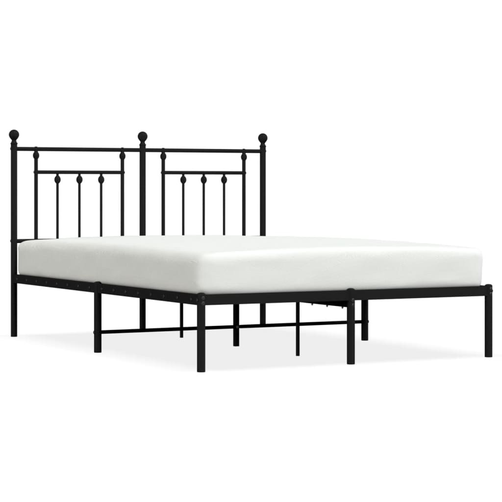 Metal Bed Frame with Headboard Black 153x203 cm Queen Size