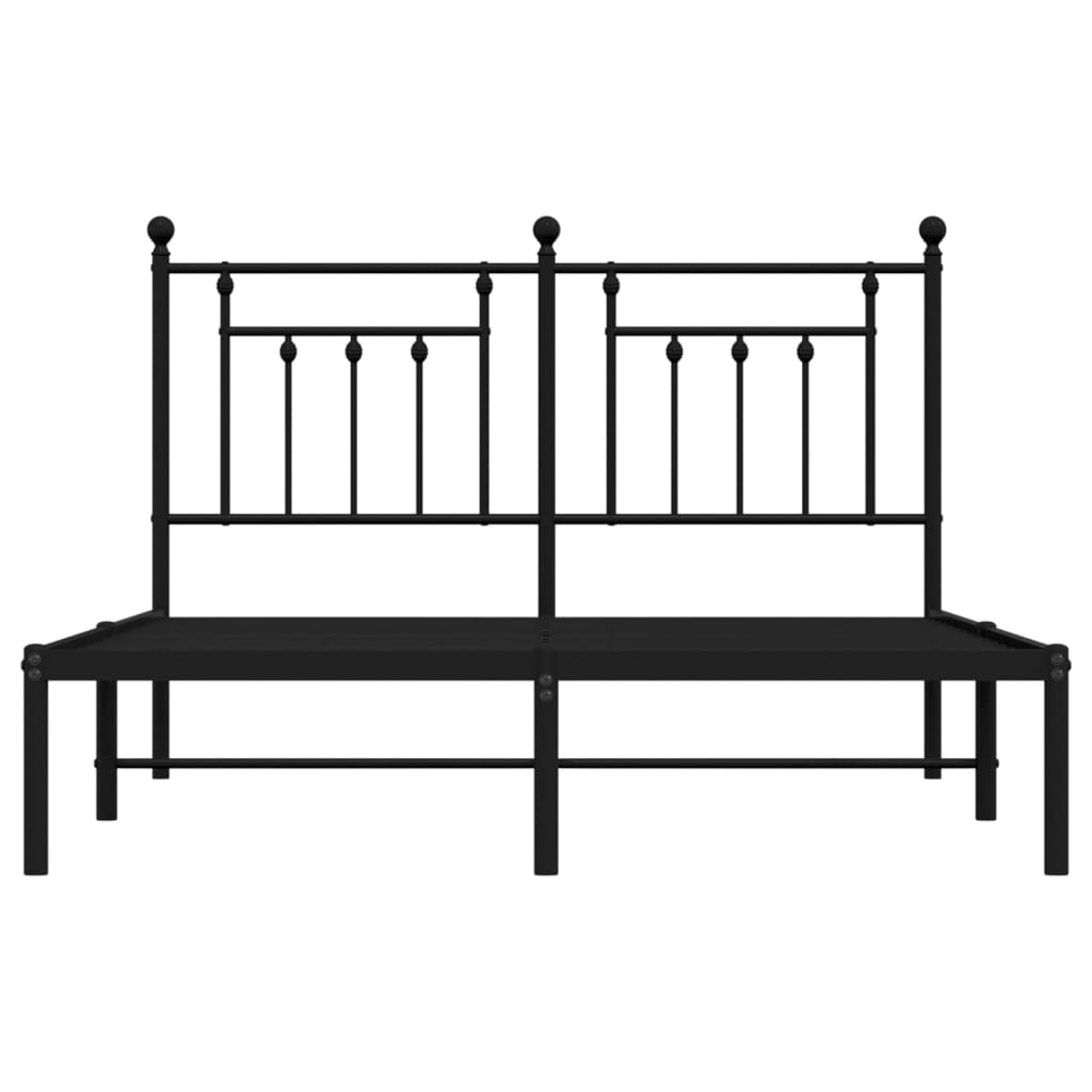 Metal Bed Frame with Headboard Black 153x203 cm Queen Size