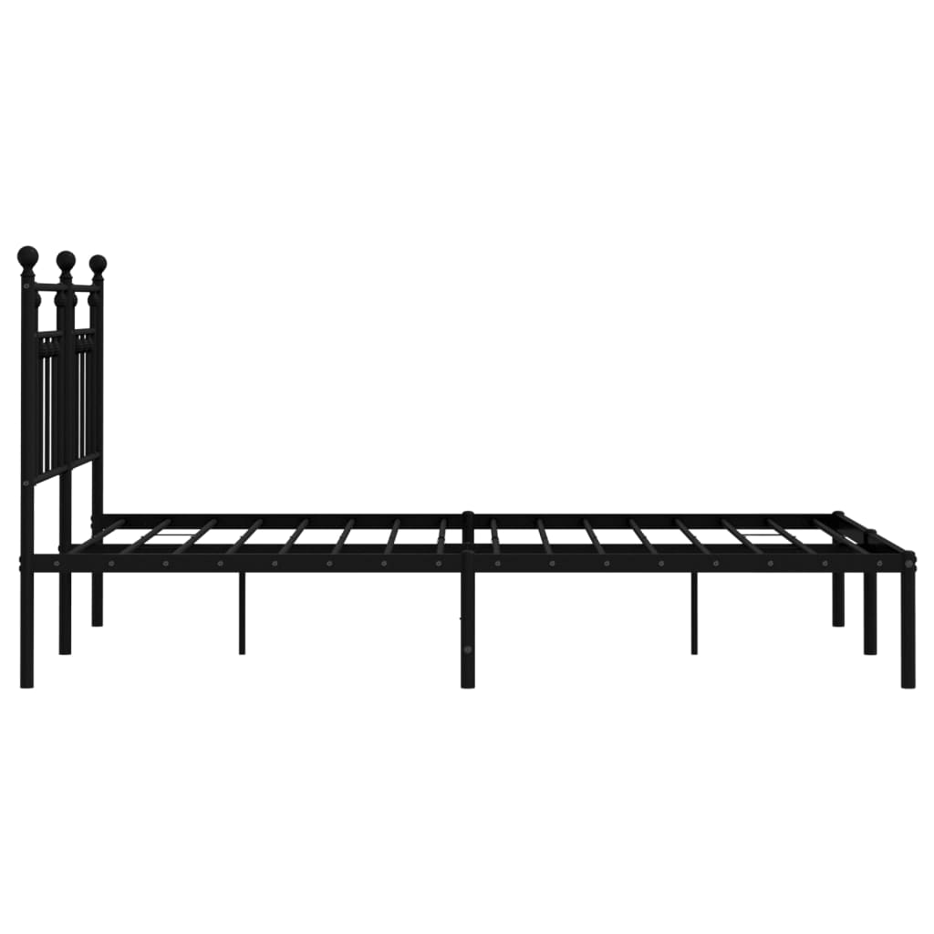 Metal Bed Frame with Headboard Black 153x203 cm Queen Size