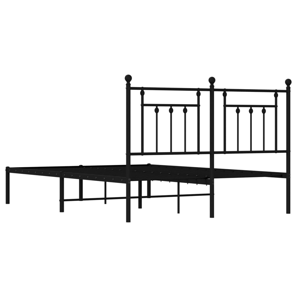 Metal Bed Frame with Headboard Black 153x203 cm Queen Size