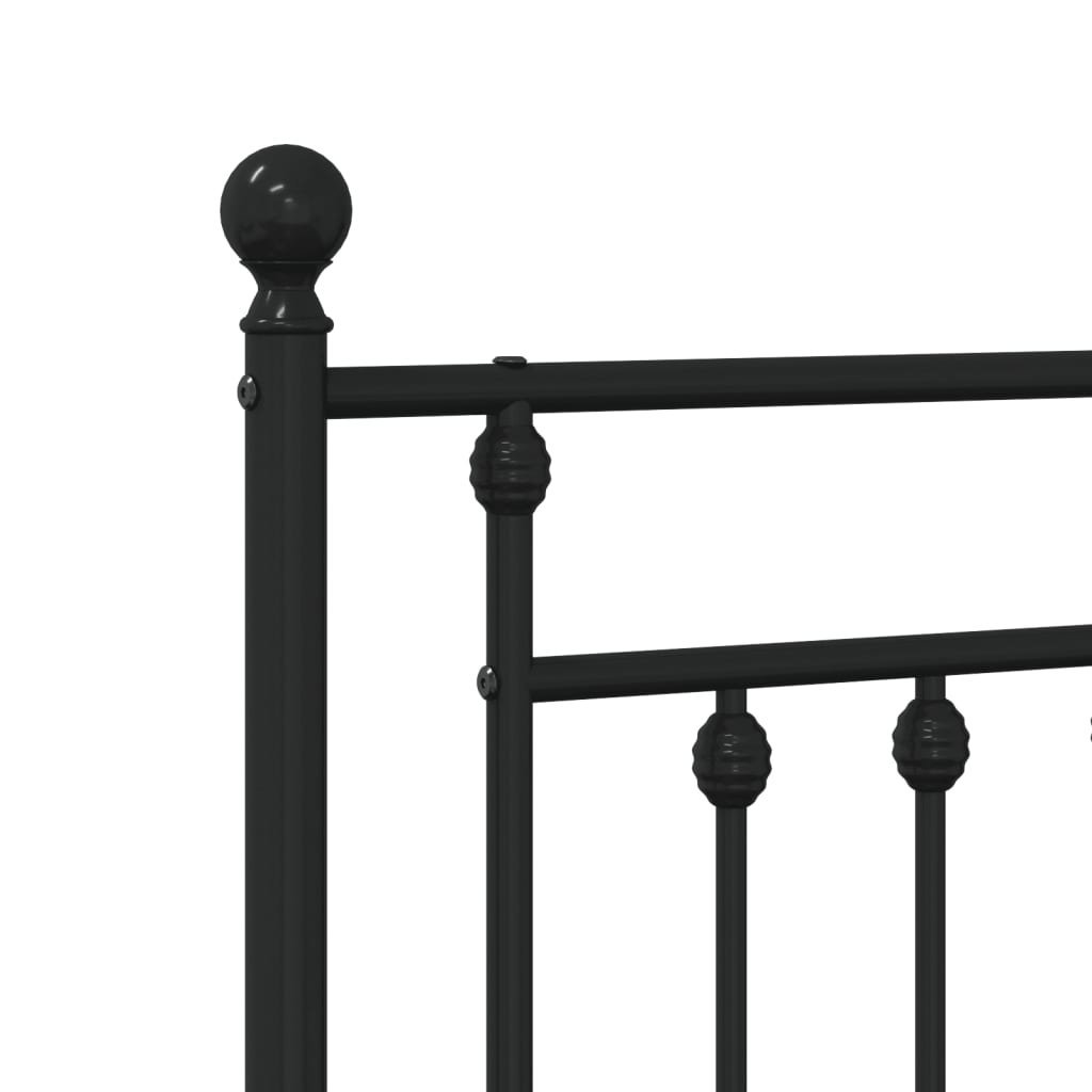 Metal Bed Frame with Headboard Black 153x203 cm Queen Size