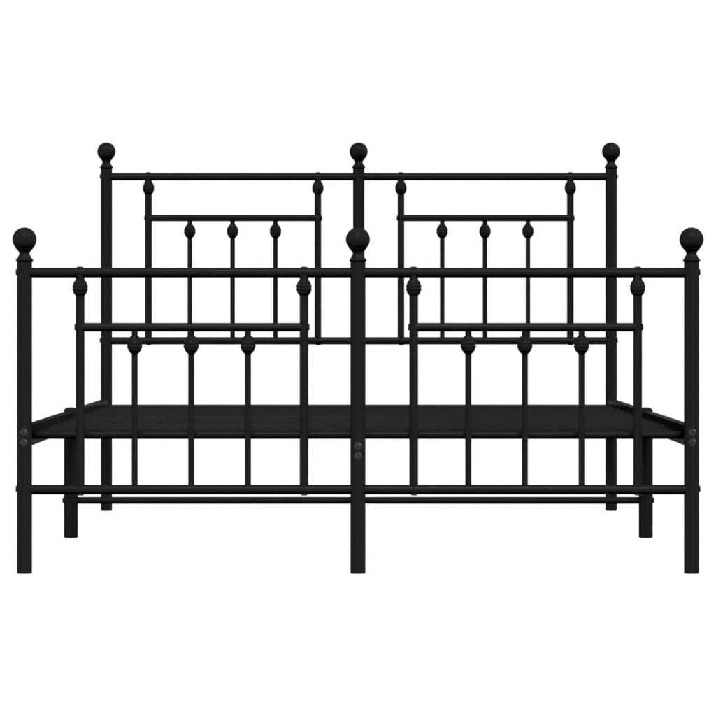 Metal Bed Frame with Headboard and Footboard Black 153x203 cm Queen Size