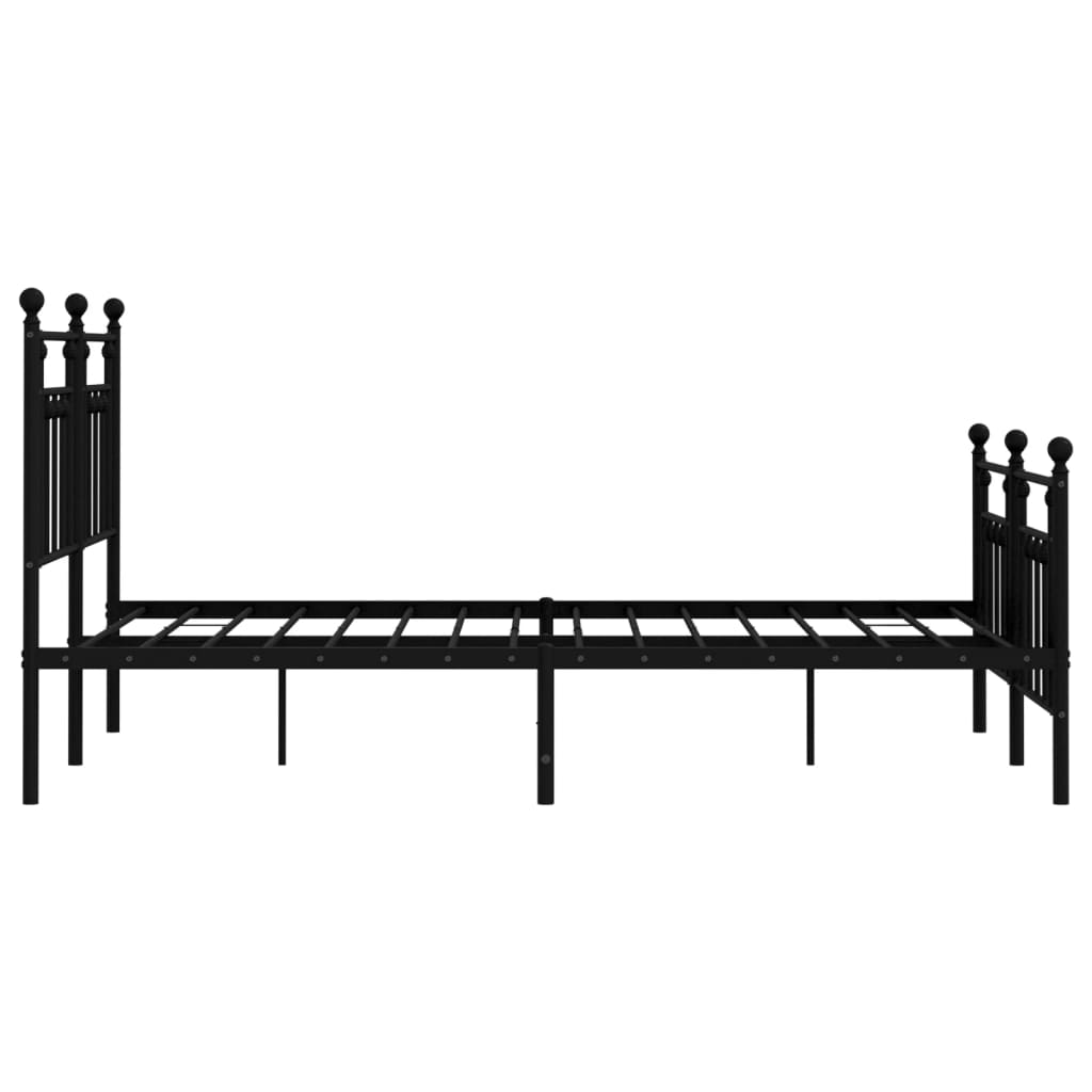 Metal Bed Frame with Headboard and Footboard Black 153x203 cm Queen Size