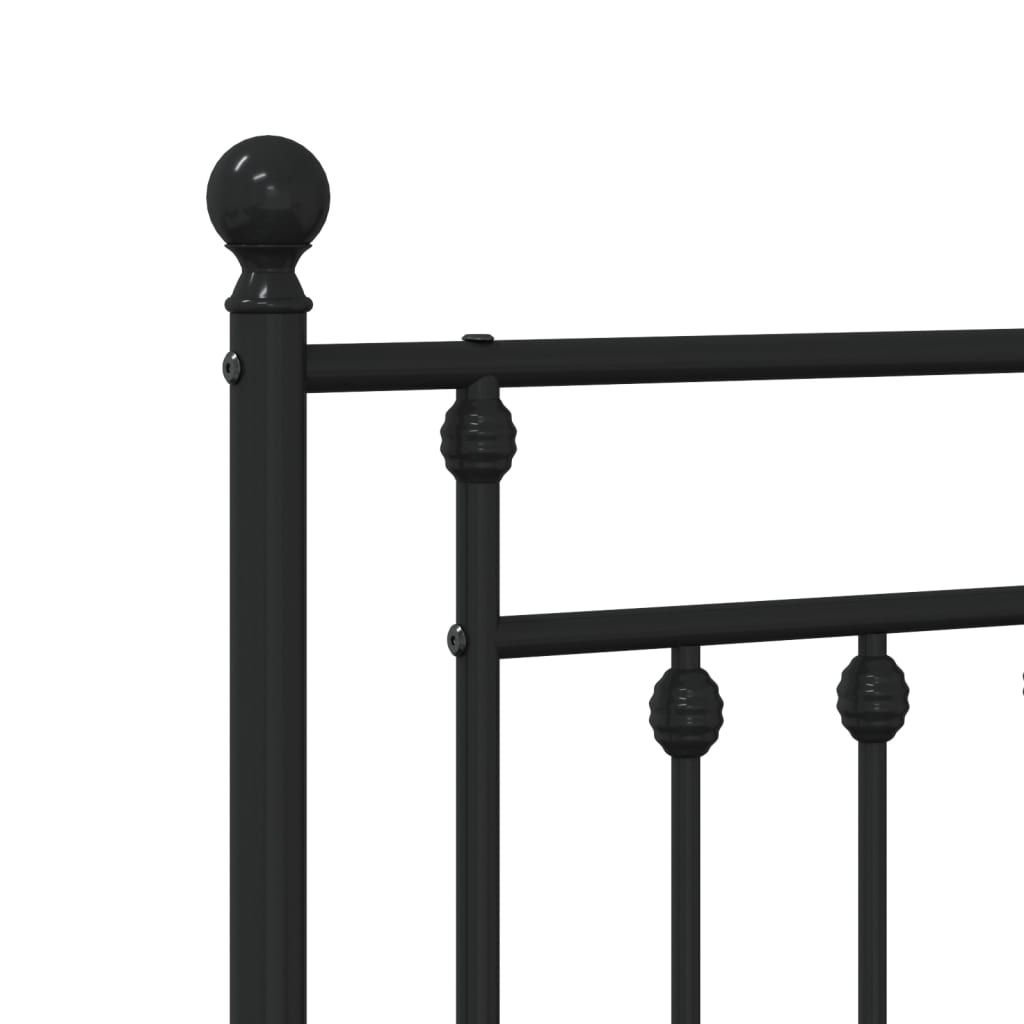 Metal Bed Frame with Headboard and Footboard Black 153x203 cm Queen Size