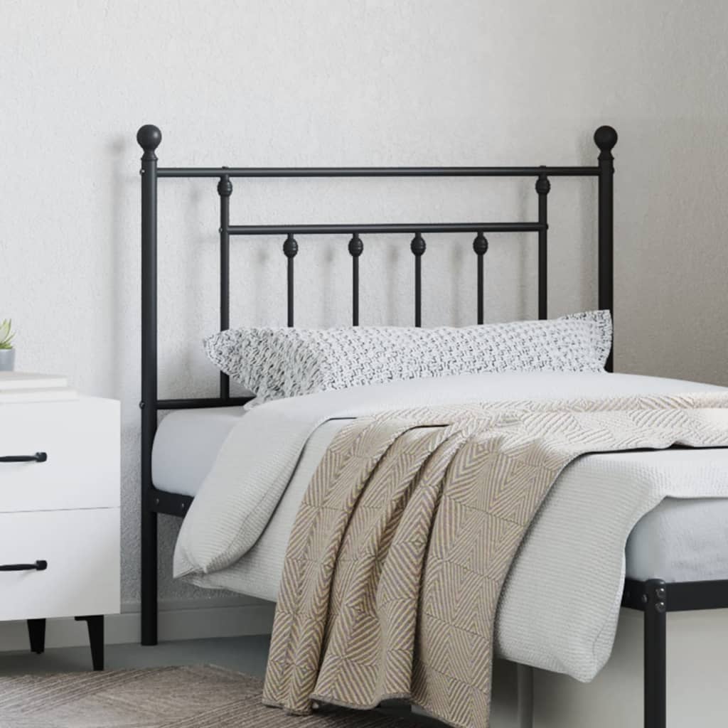 Metal Headboard Black 90 cm