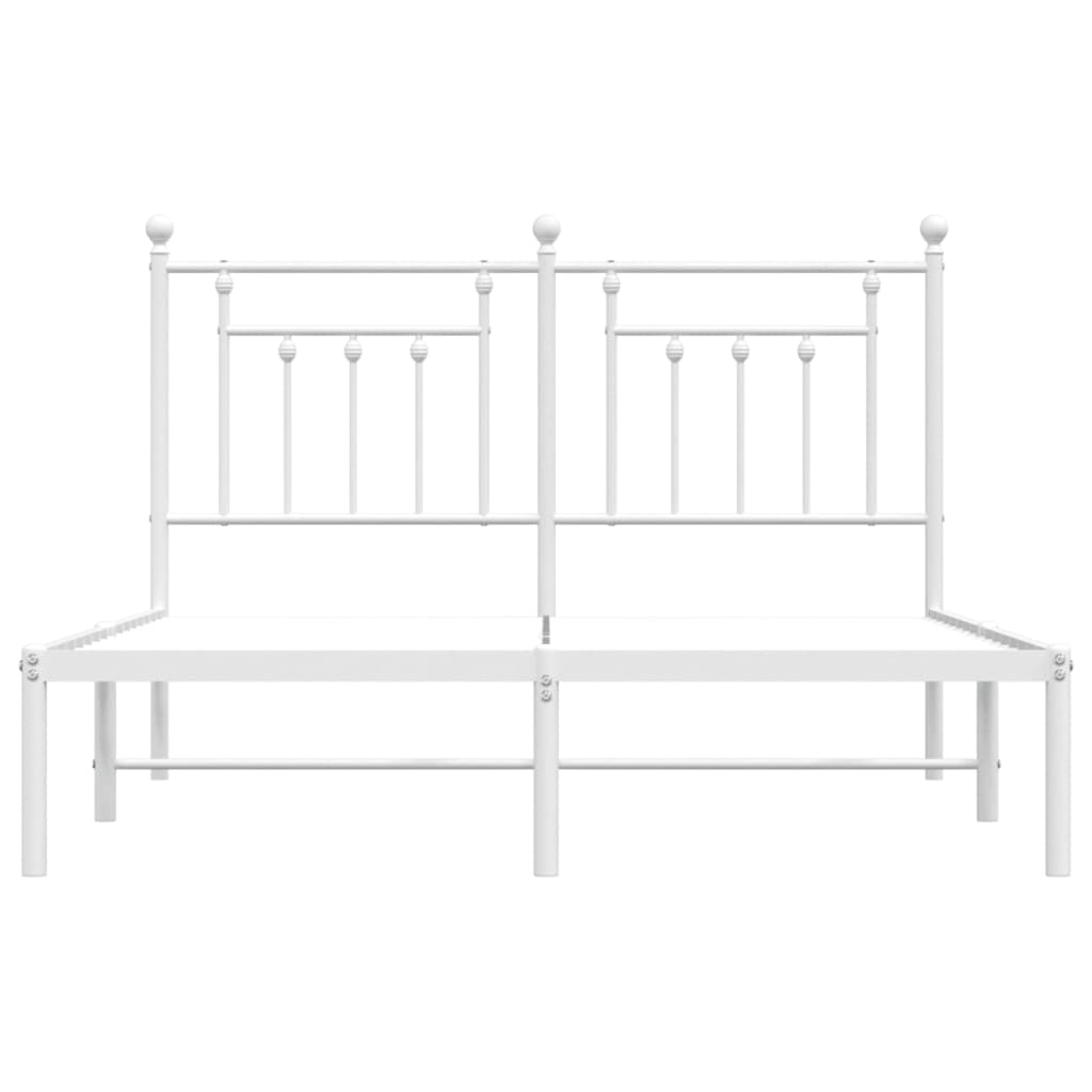 Metal Bed Frame with Headboard White 153x203 cm Queen Size