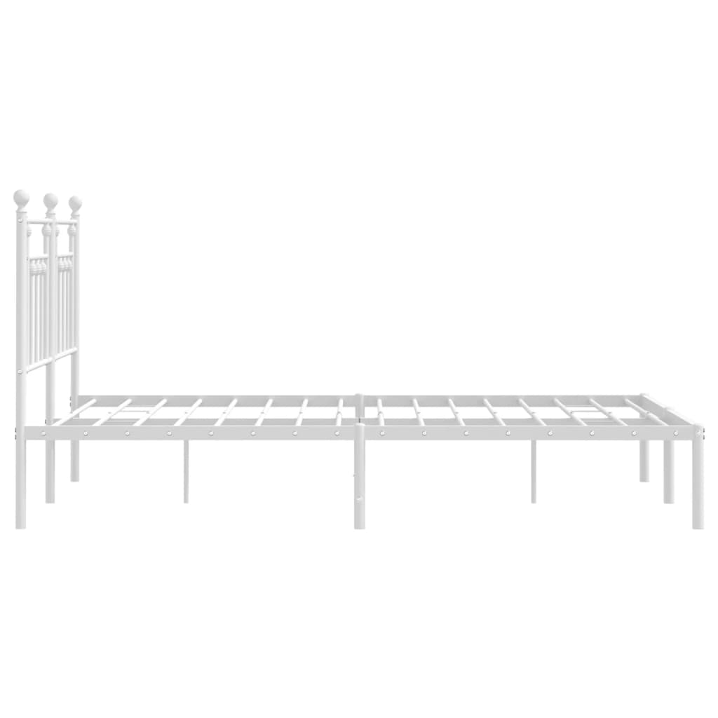 Metal Bed Frame with Headboard White 153x203 cm Queen Size