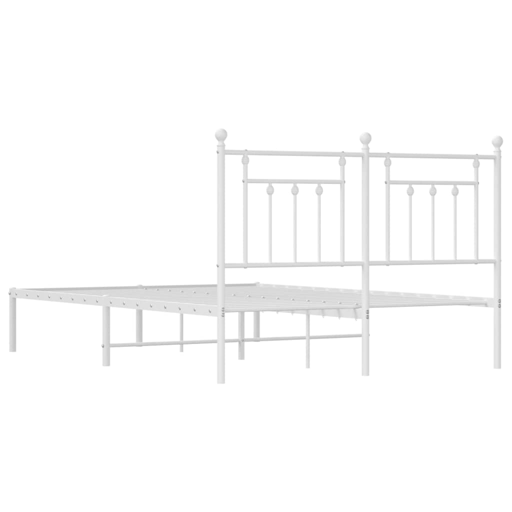 Metal Bed Frame with Headboard White 153x203 cm Queen Size