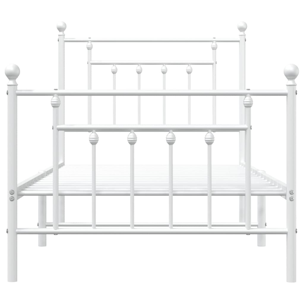 Metal Bed Frame with Headboard and Footboard White 92x187 cm Single Size