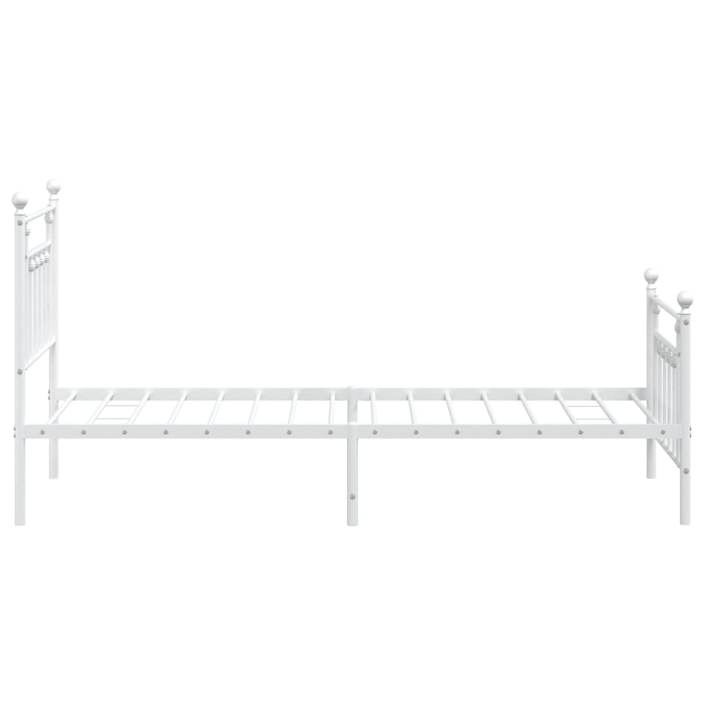 Metal Bed Frame with Headboard and Footboard White 92x187 cm Single Size