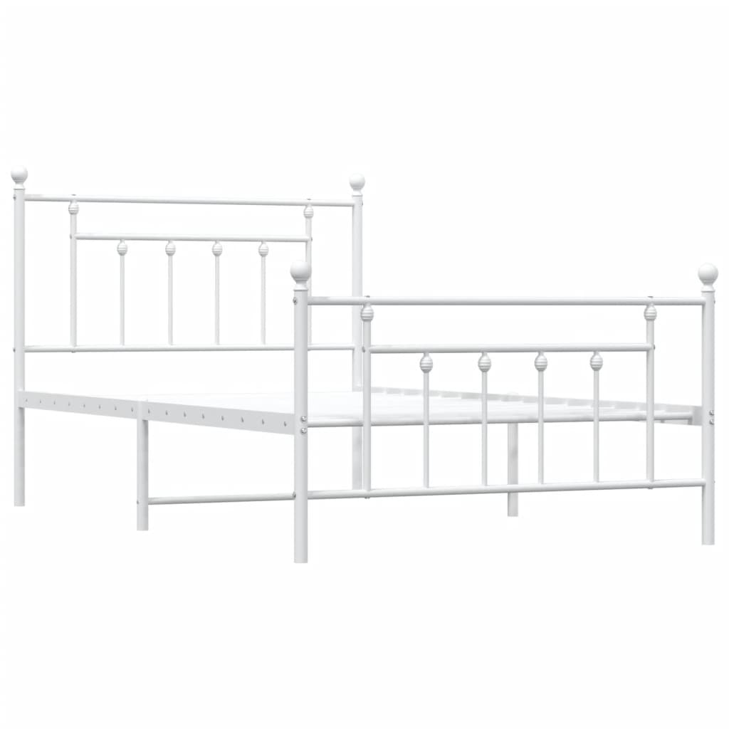 Metal Bed Frame with Headboard and Footboard White 106x203 cm King Single Size