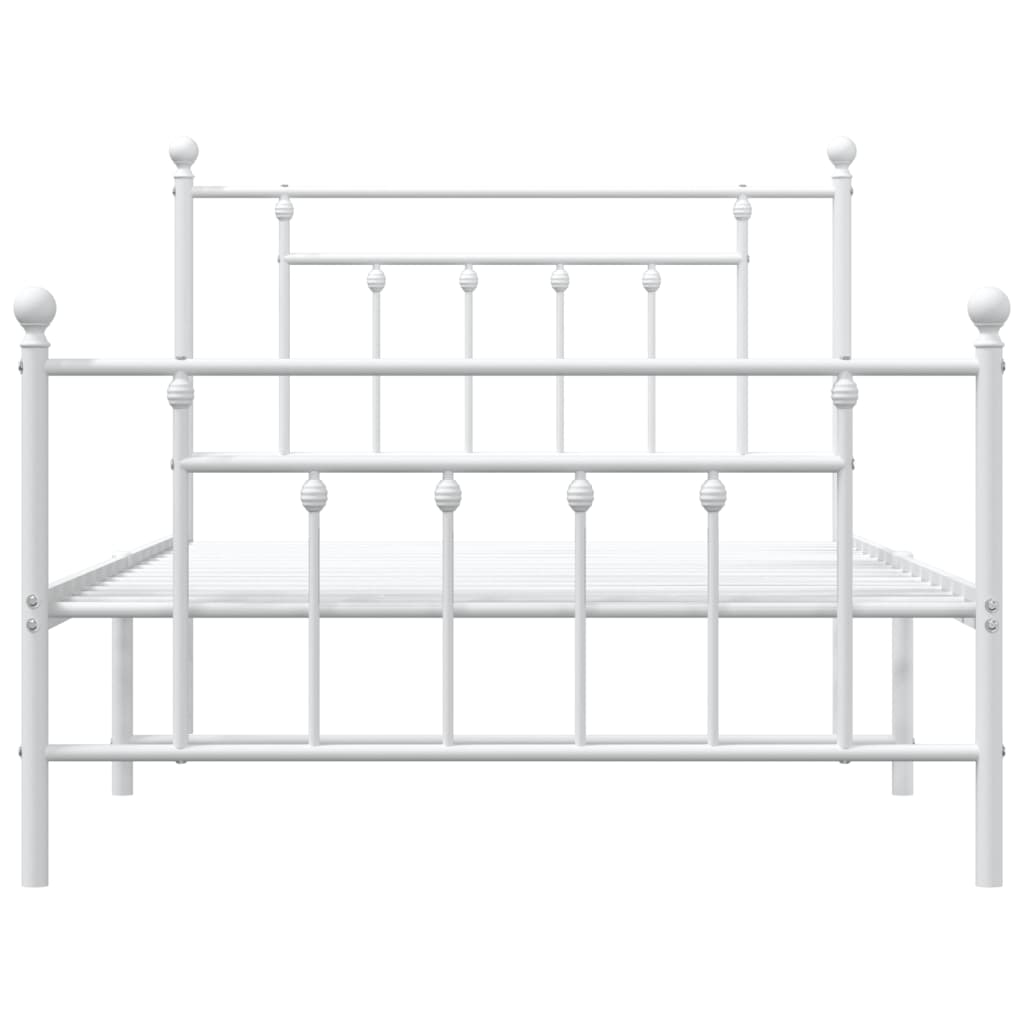 Metal Bed Frame with Headboard and Footboard White 106x203 cm King Single Size