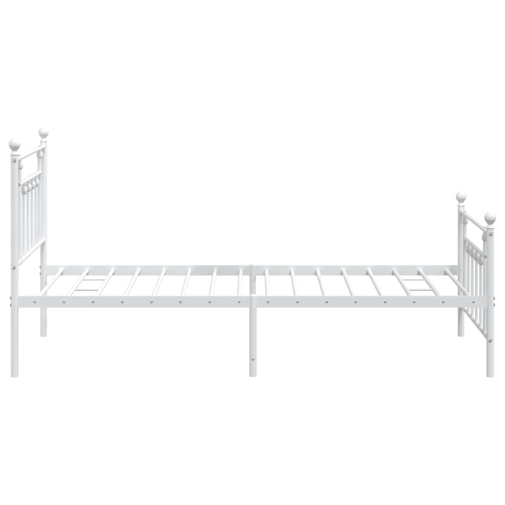 Metal Bed Frame with Headboard and Footboard White 106x203 cm King Single Size