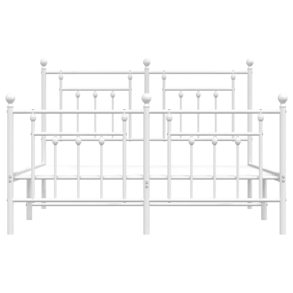 Metal Bed Frame with Headboard and Footboard White 153x203 cm Queen Size