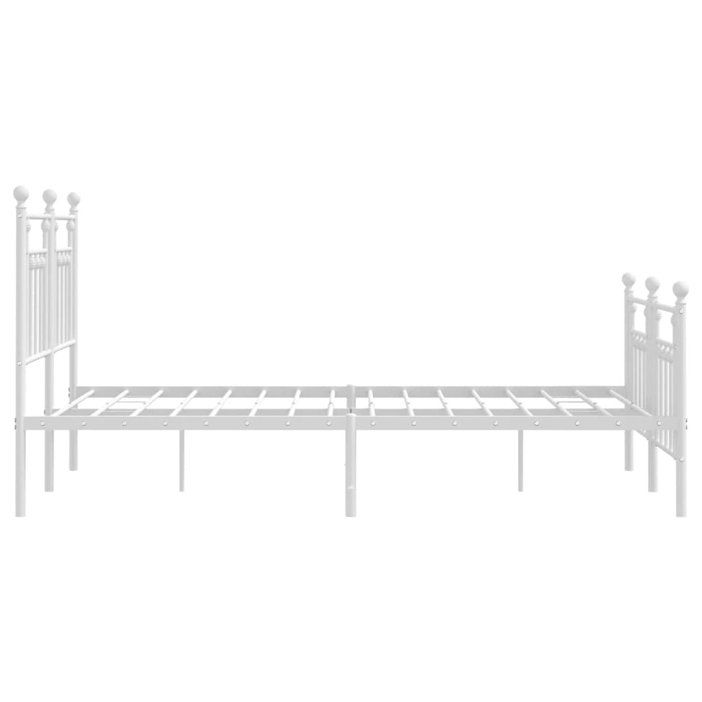 Metal Bed Frame with Headboard and Footboard White 153x203 cm Queen Size