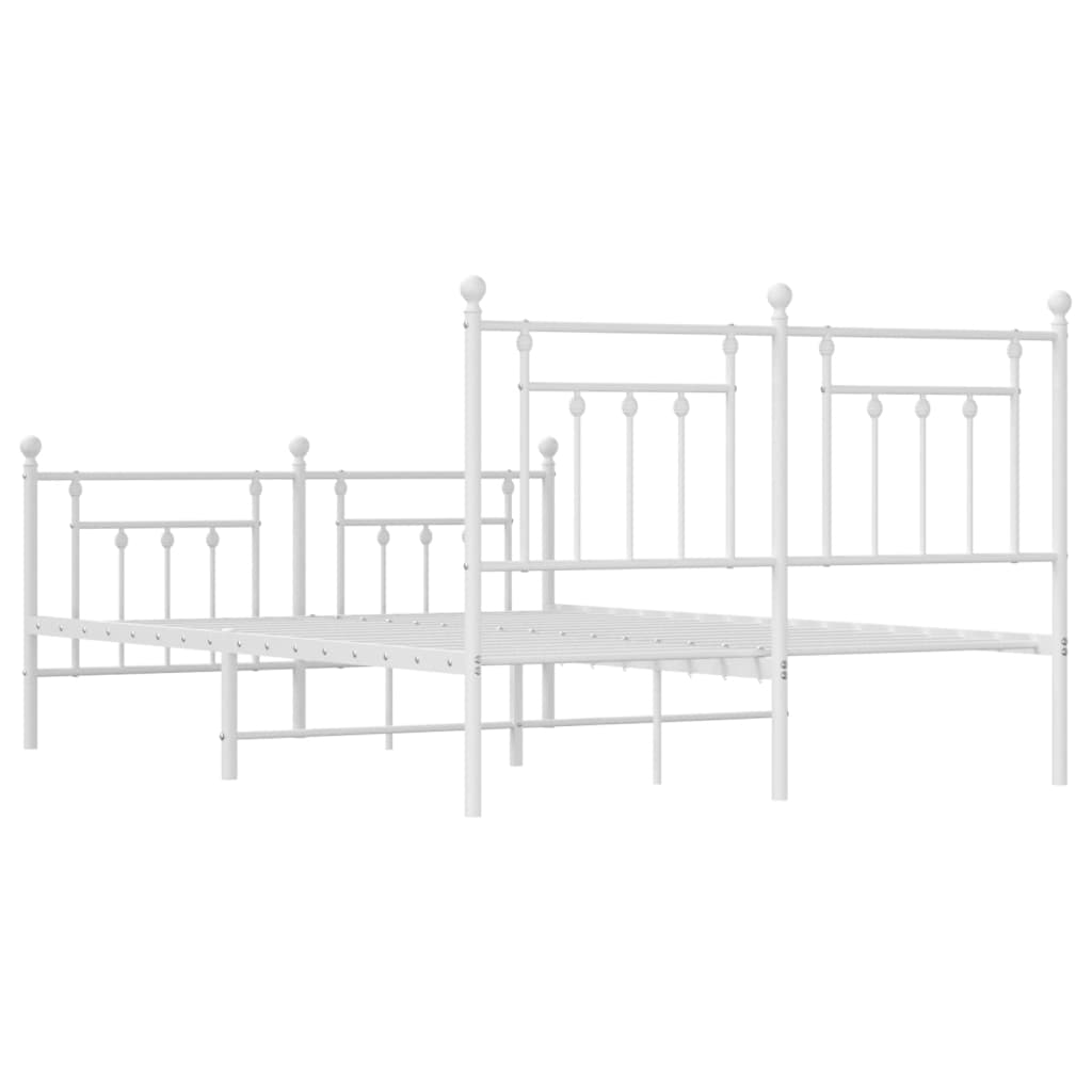 Metal Bed Frame with Headboard and Footboard White 153x203 cm Queen Size