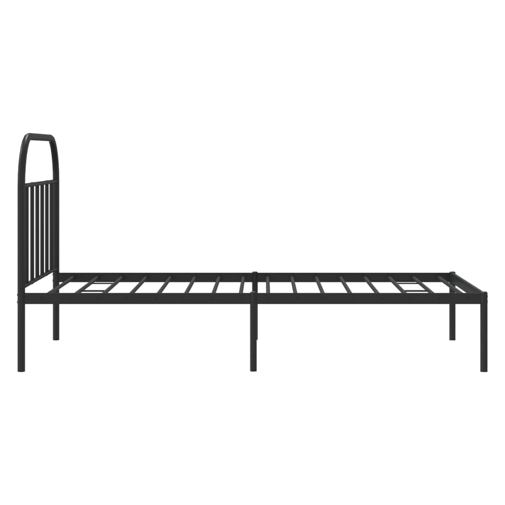 Metal Bed Frame with Headboard Black 107x203 cm