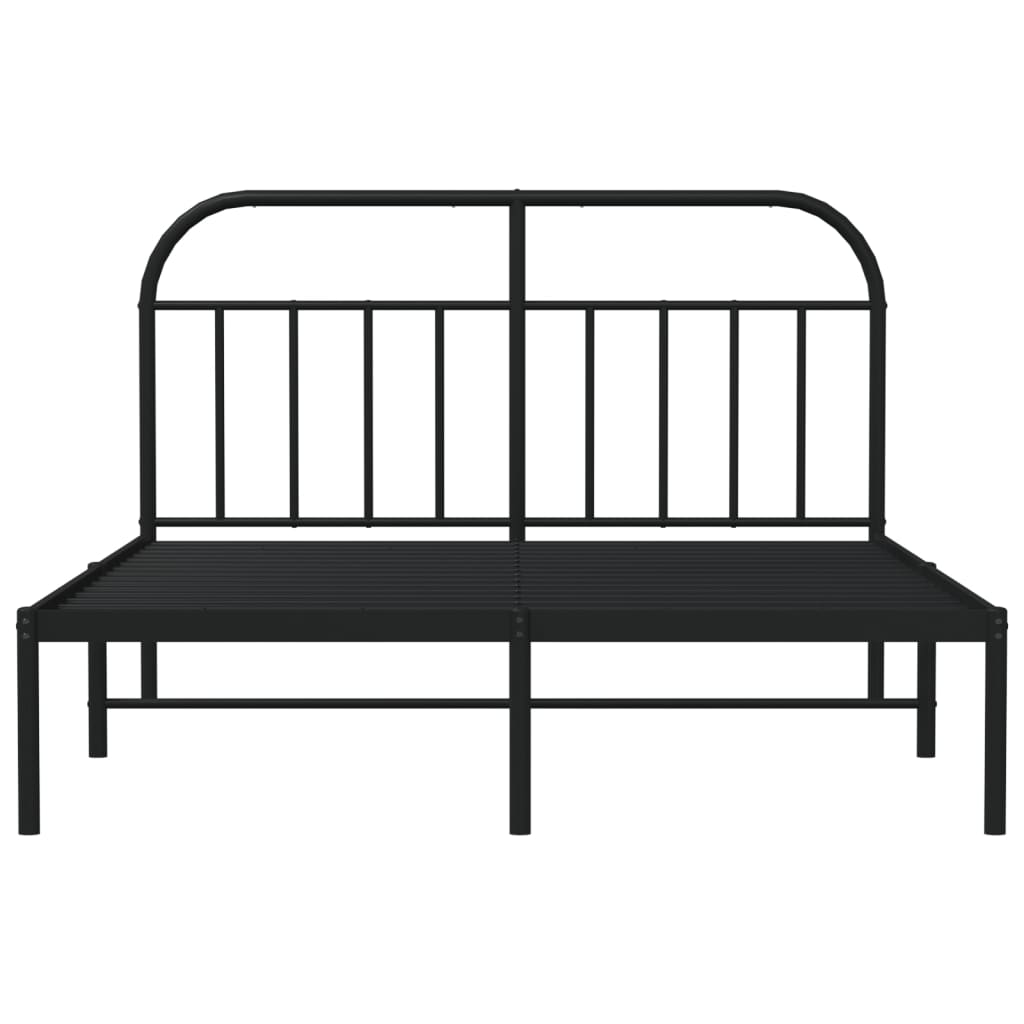 Metal Bed Frame with Headboard Black 153x203 cm Queen Size