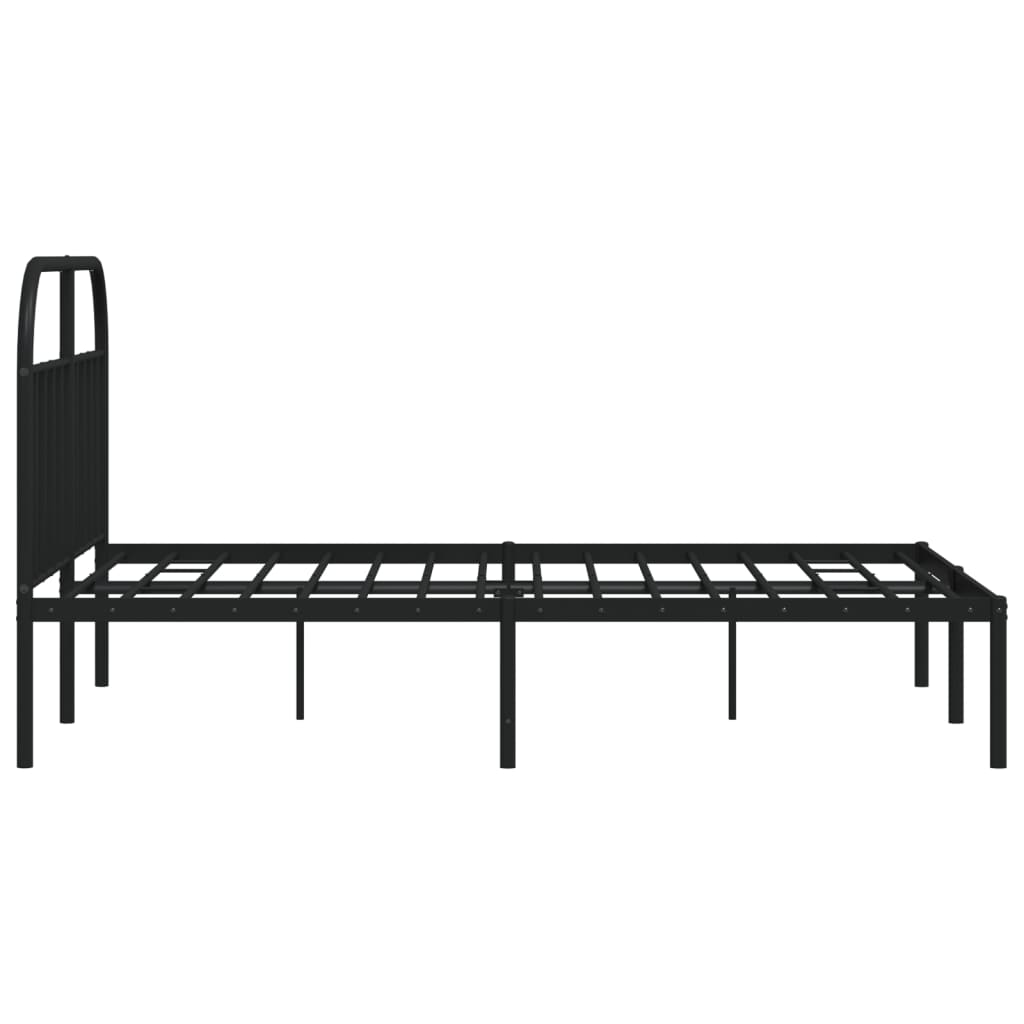 Metal Bed Frame with Headboard Black 153x203 cm Queen Size