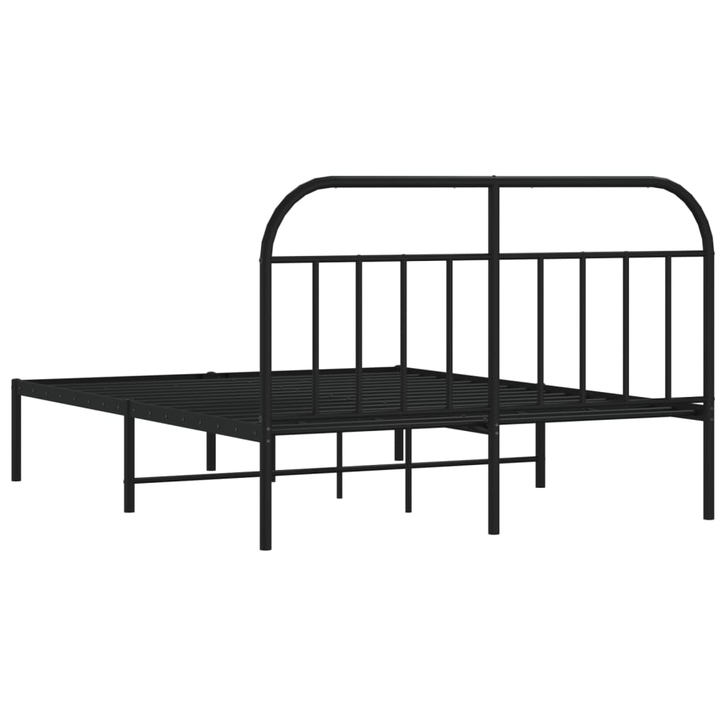 Metal Bed Frame with Headboard Black 153x203 cm Queen Size