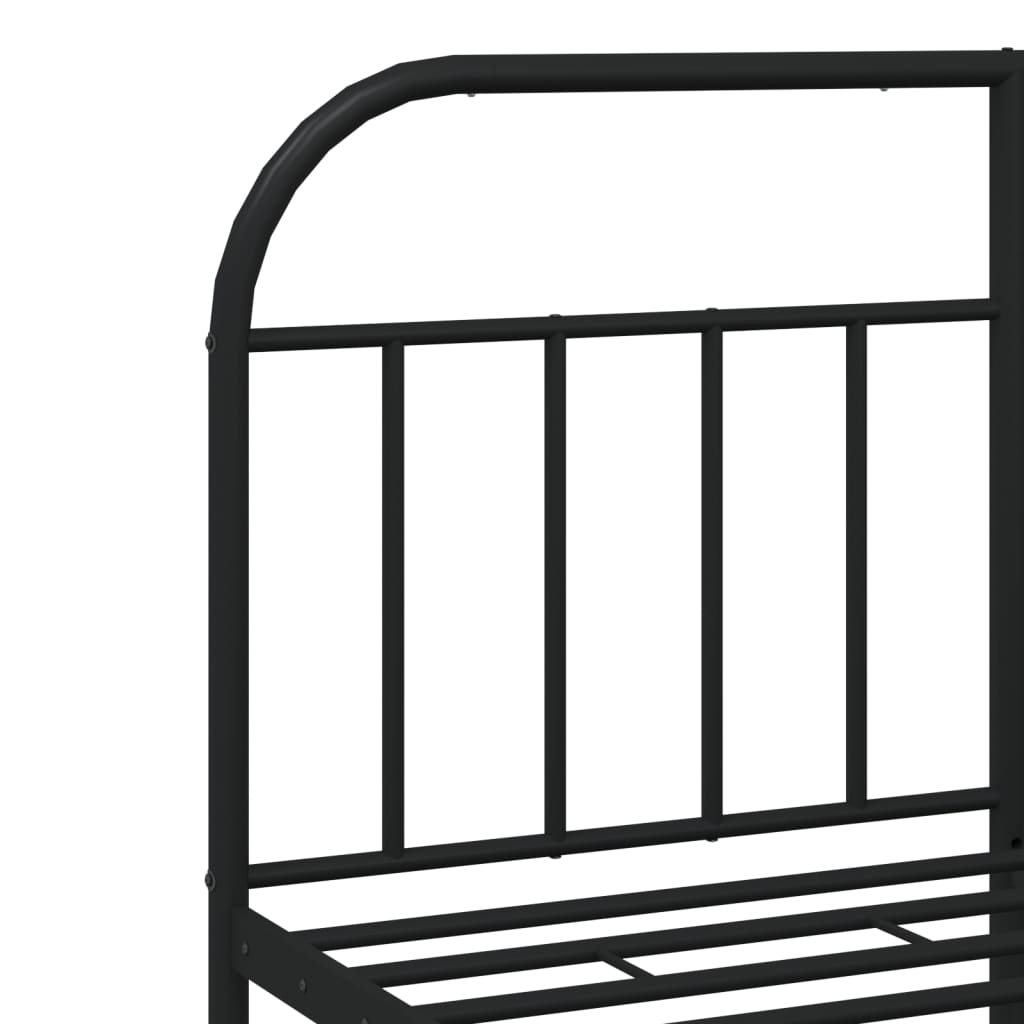 Metal Bed Frame with Headboard Black 153x203 cm Queen Size