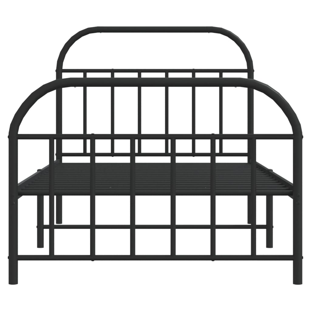 Metal Bed Frame with Headboard and Footboard Black 107x203 cm