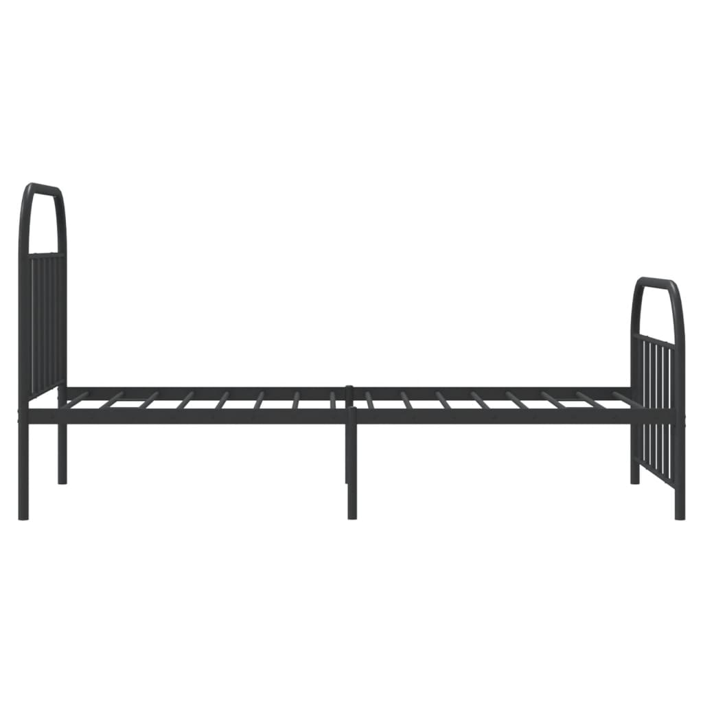 Metal Bed Frame with Headboard and Footboard Black 107x203 cm