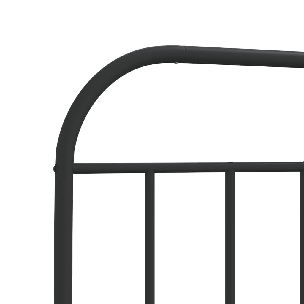 Metal Bed Frame with Headboard and Footboard Black 107x203 cm