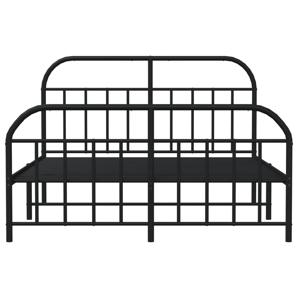 Metal Bed Frame with Headboard and Footboard Black 153x203 cm Queen