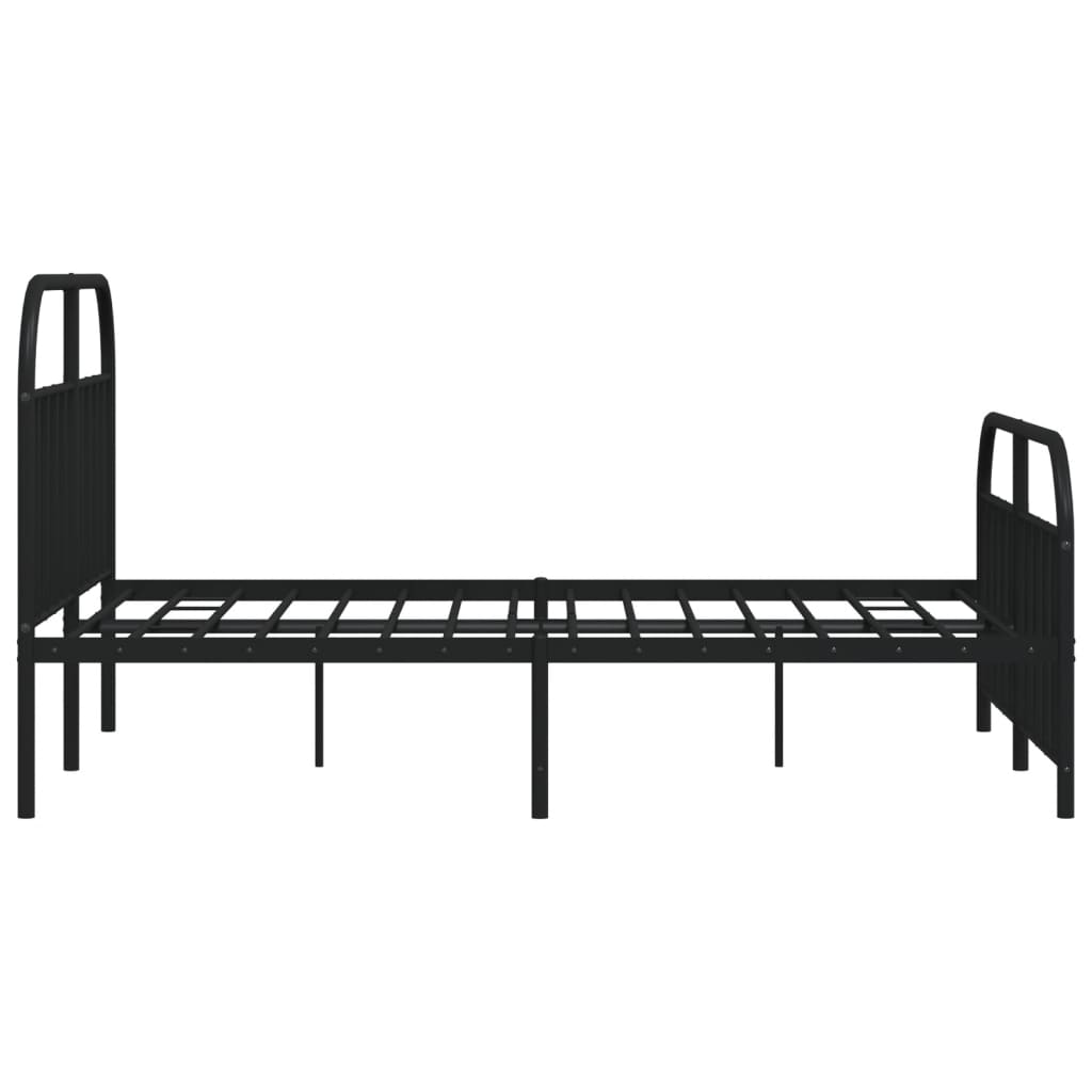 Metal Bed Frame with Headboard and Footboard Black 153x203 cm Queen