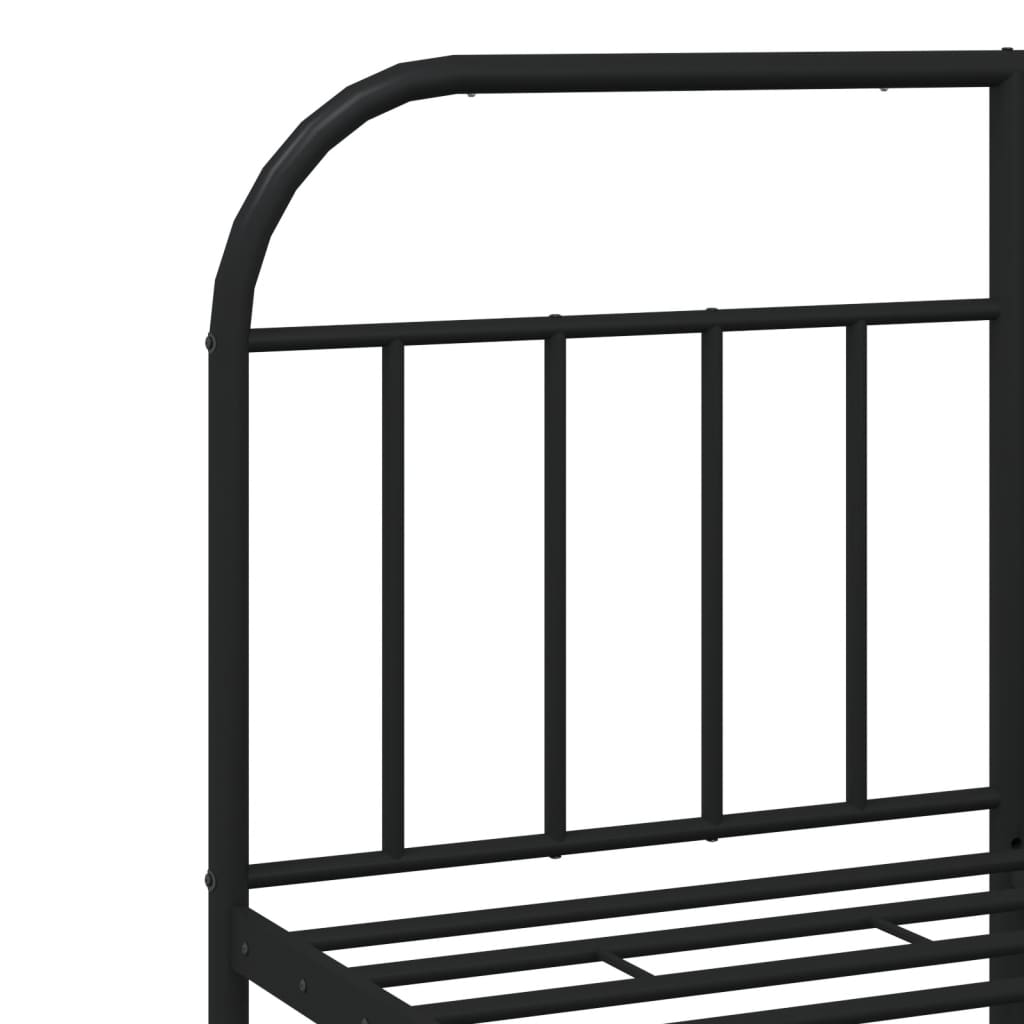 Metal Bed Frame with Headboard and Footboard Black 153x203 cm Queen