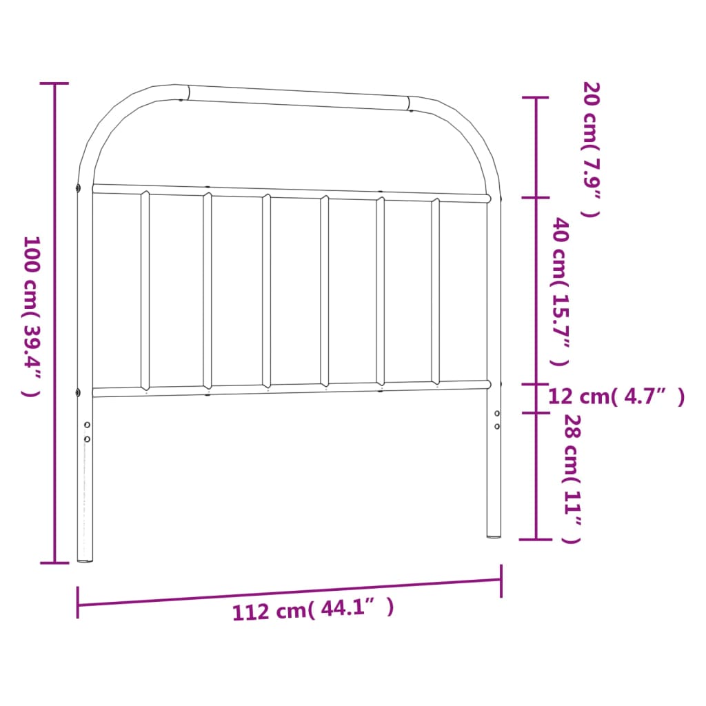 Metal Headboard Black 107 cm