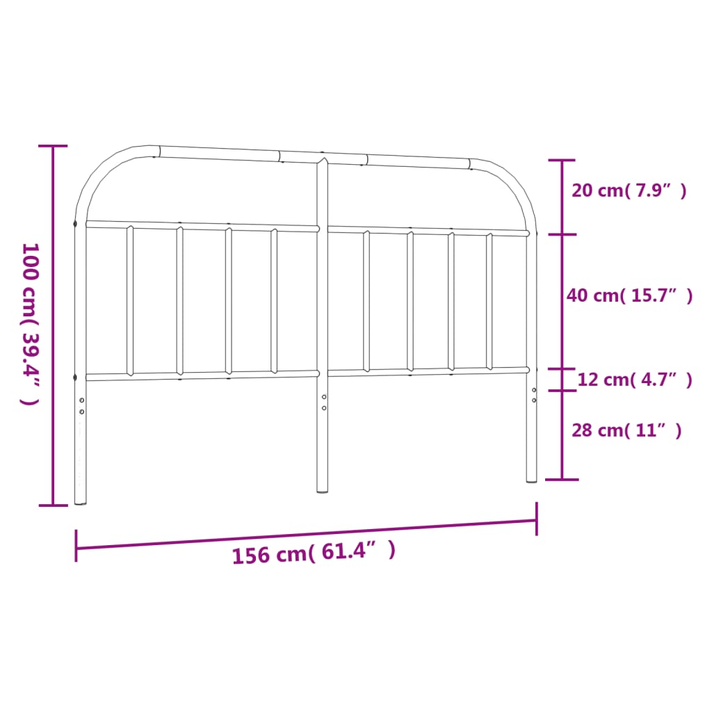 Metal Headboard Black 152 cm