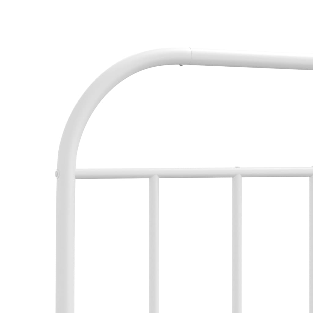 Metal Bed Frame with Headboard White 107x203 cm