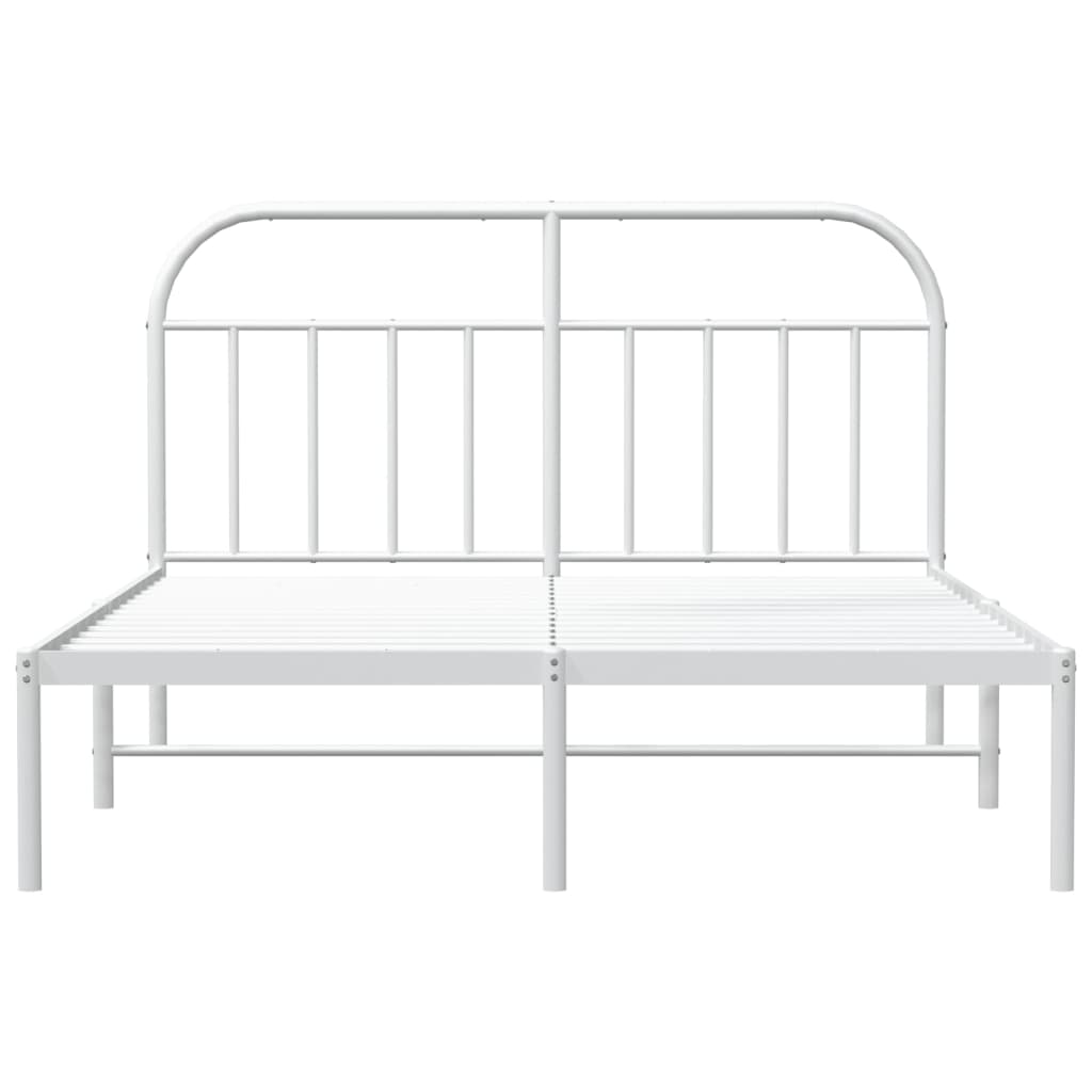 Metal Bed Frame with Headboard White 153x203 cm Queen Size