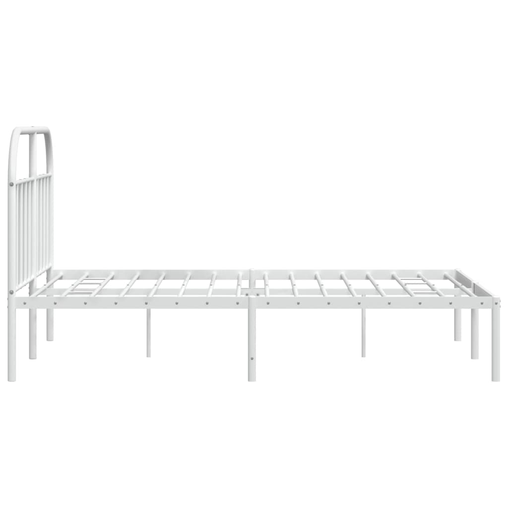 Metal Bed Frame with Headboard White 153x203 cm Queen Size