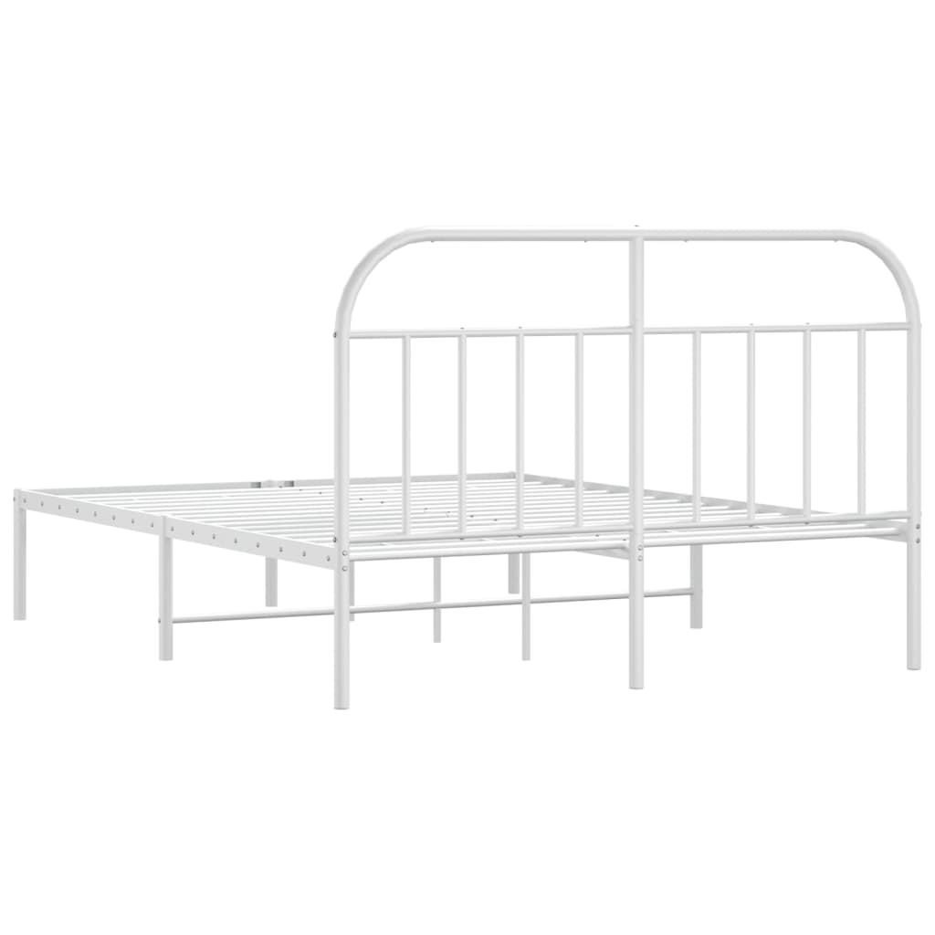 Metal Bed Frame with Headboard White 153x203 cm Queen Size