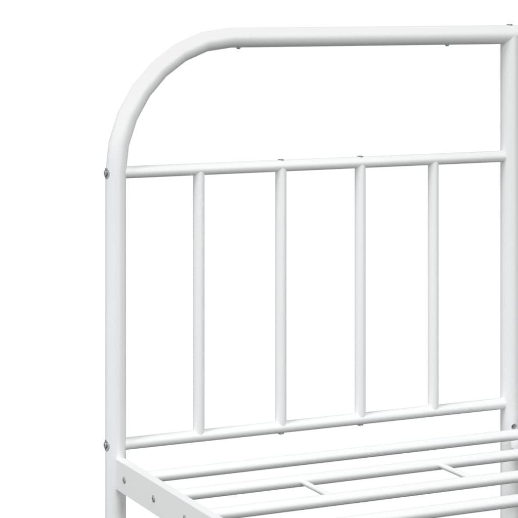 Metal Bed Frame with Headboard White 153x203 cm Queen Size