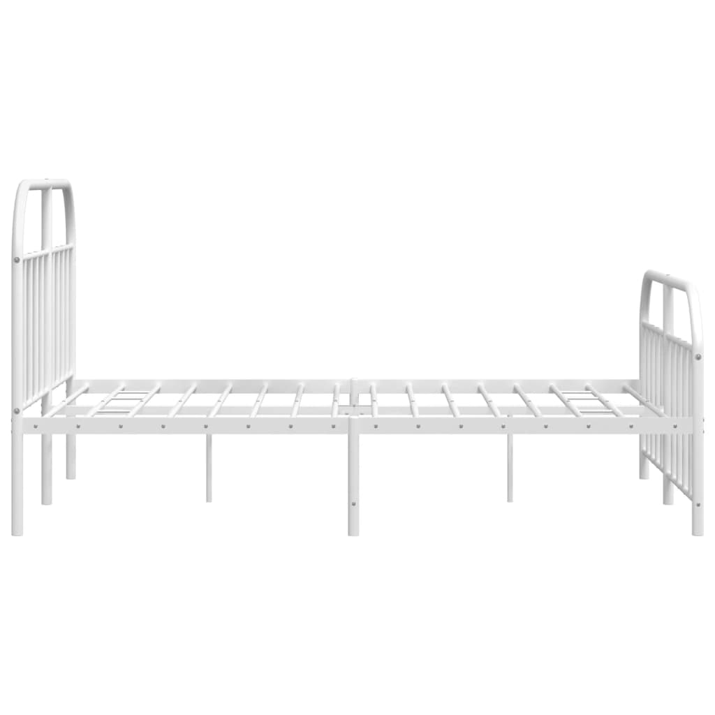 Metal Bed Frame with Headboard and Footboard White 153x203 cm Queen