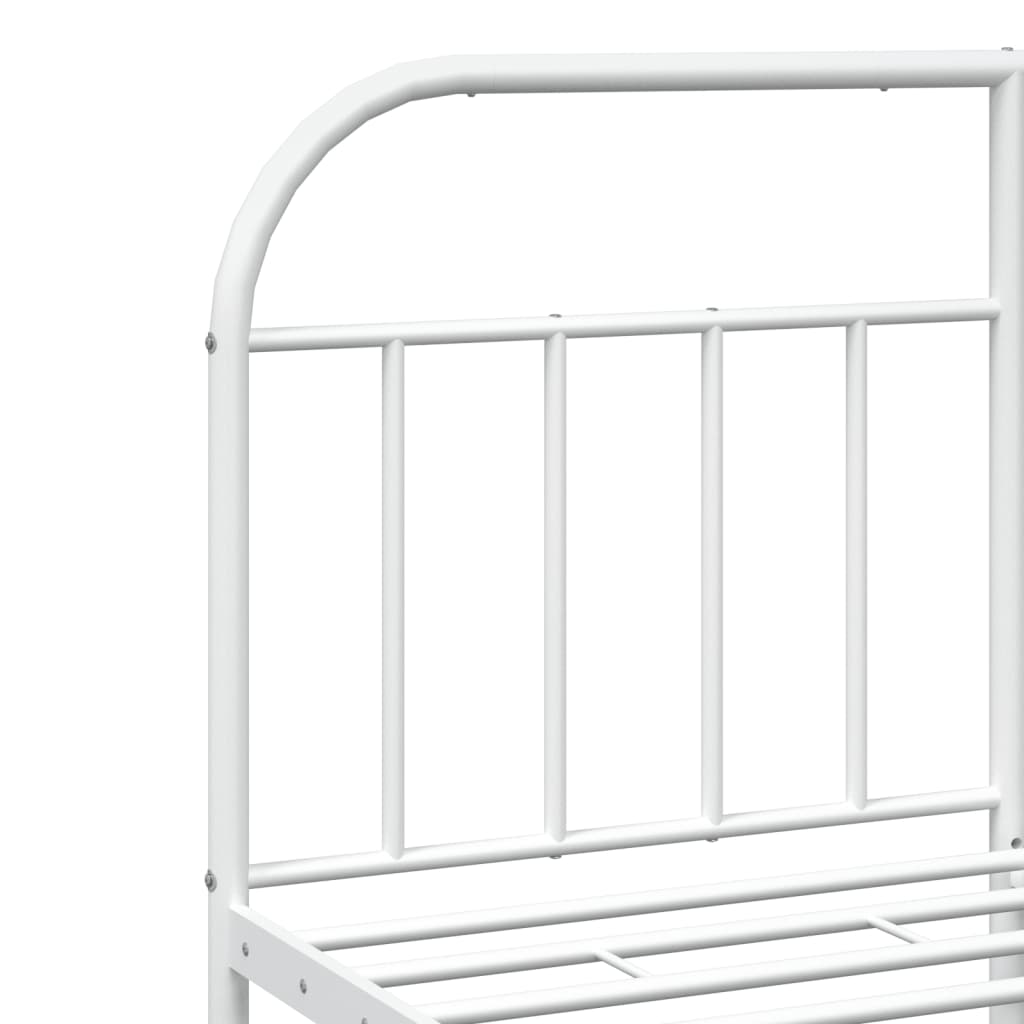 Metal Bed Frame with Headboard and Footboard White 153x203 cm Queen