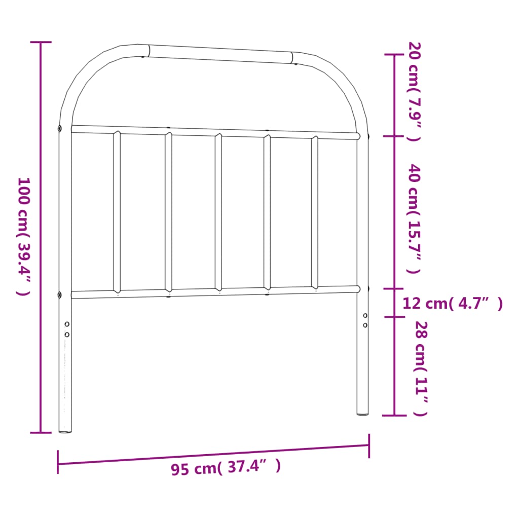 Metal Headboard White 90 cm