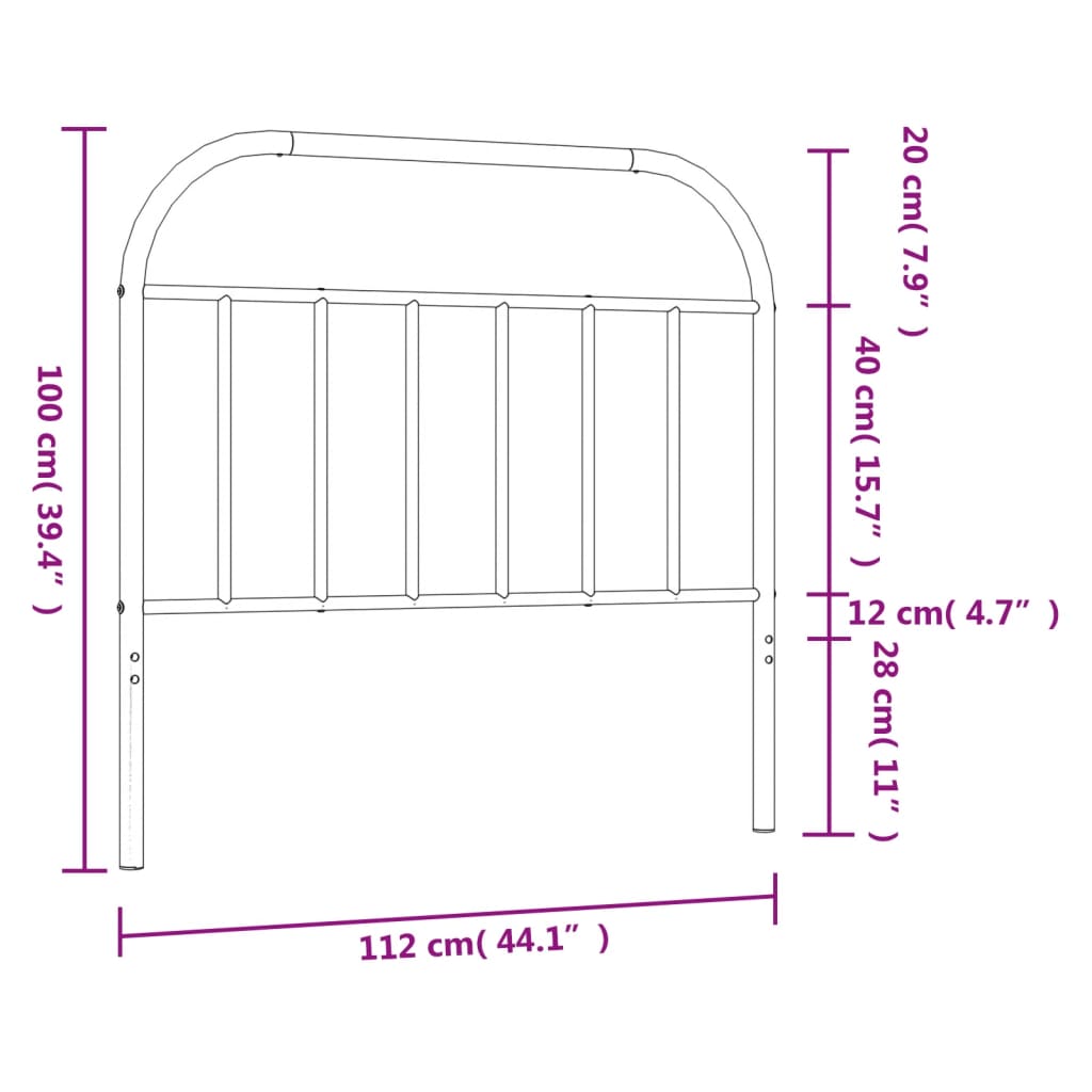 Metal Headboard White 107 cm